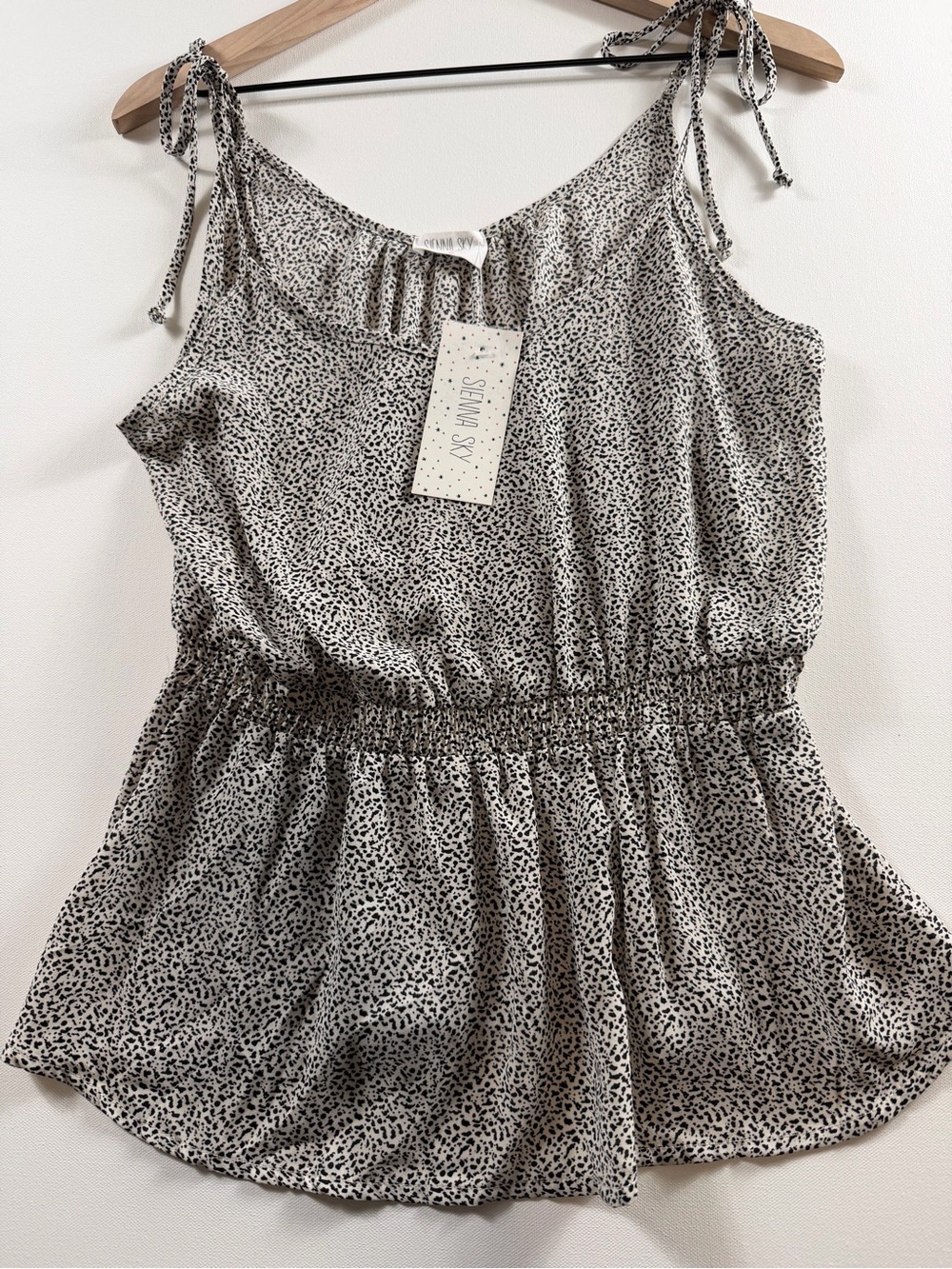Sienna Sky NWT Tie Strap Animal Print Peplum Tank Top M Boho Summer